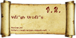 Végh Uriás névjegykártya